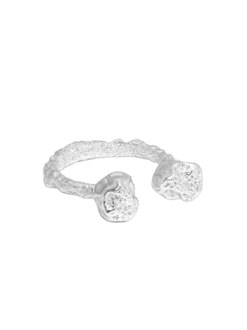 Silver [size 13 adjustable] 925 Sterling Silver Irregular Vintage Band Ring